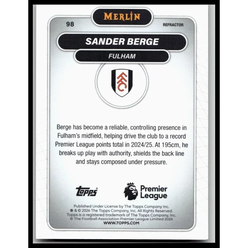 2026 Merlin Premier League #98 Sander Berge Refractor